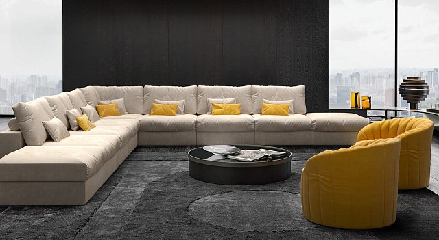 Угловой диван в интерьере гостиной-12, угловой диван Элизиум